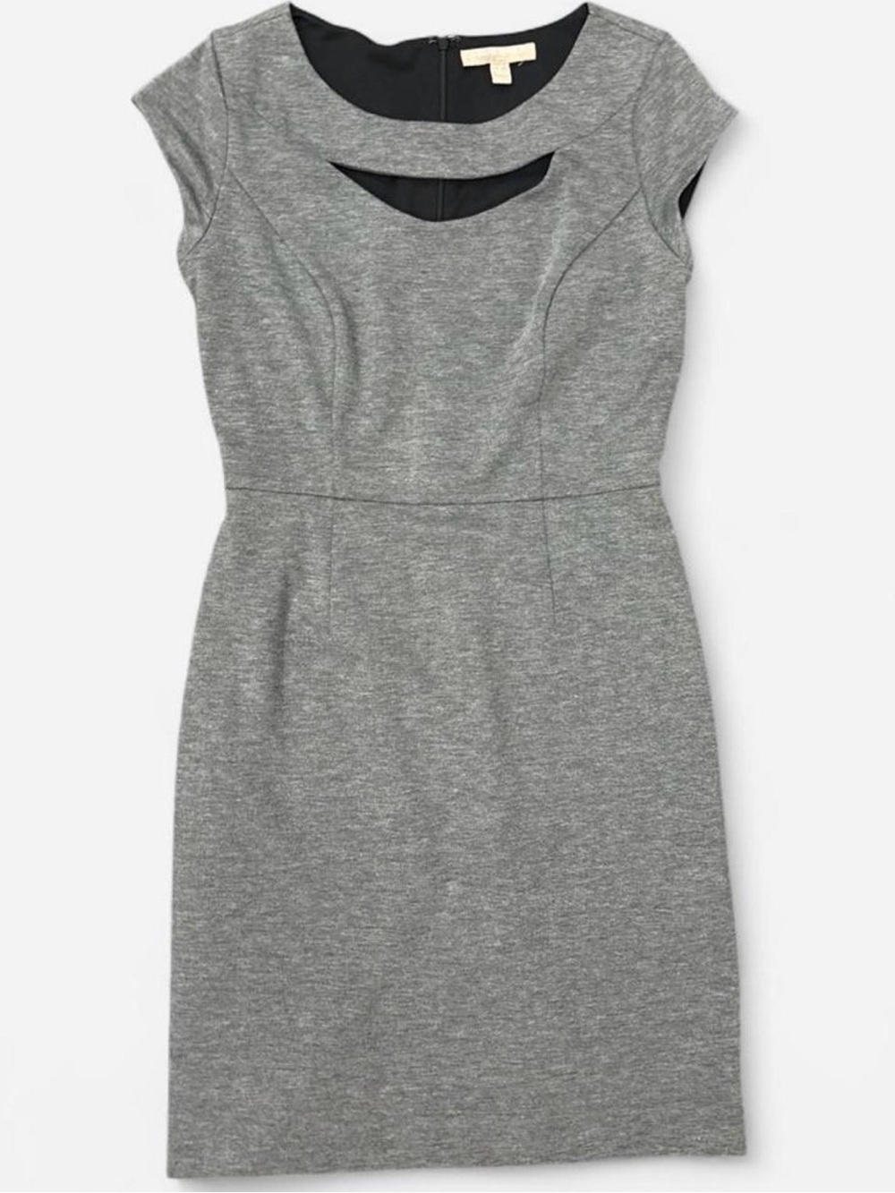 Banana Republic Grey Cap Sleeve Sheath Dress with Front Keyhole
